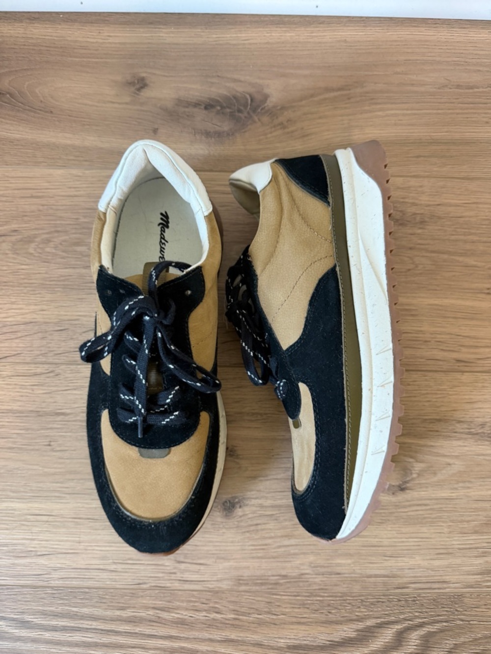 Madewell Women's Kickoff Trainer Sneakers in Neutral Colorblock Leather size 8.5 - Picture 3 of 6